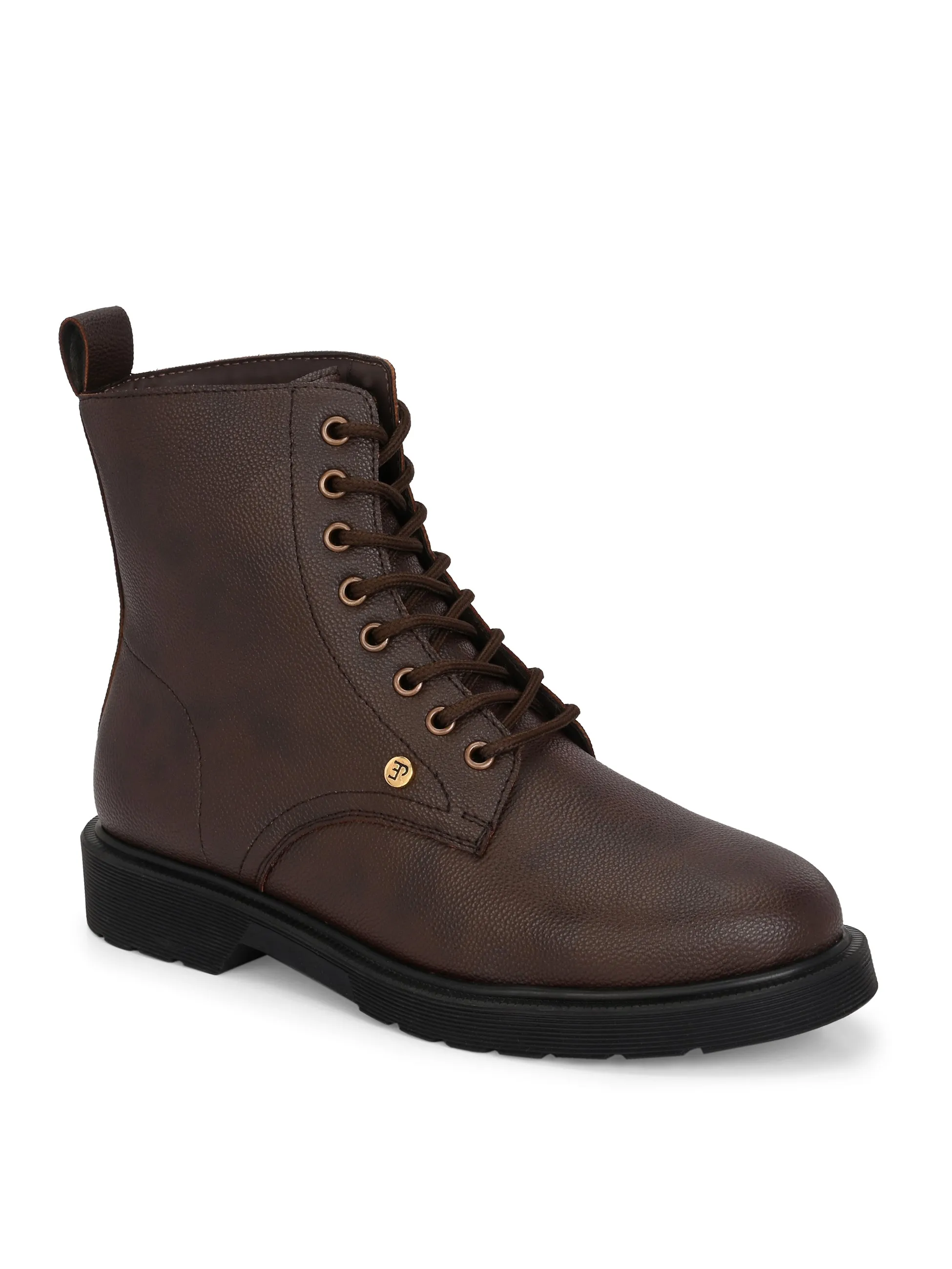 El Paso Women Faux Leather Casual Lace Up Boots