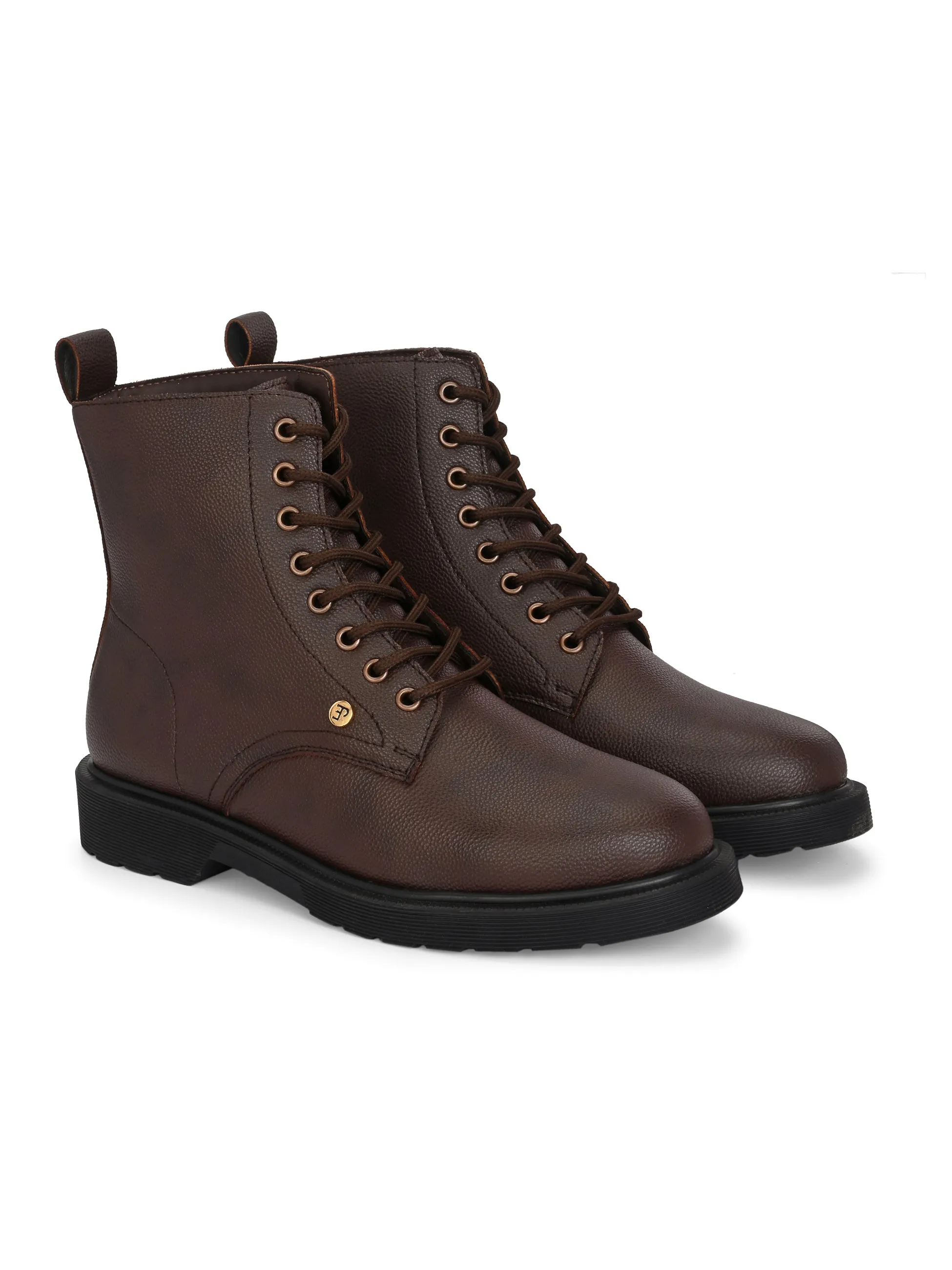 El Paso Women Faux Leather Casual Lace Up Boots