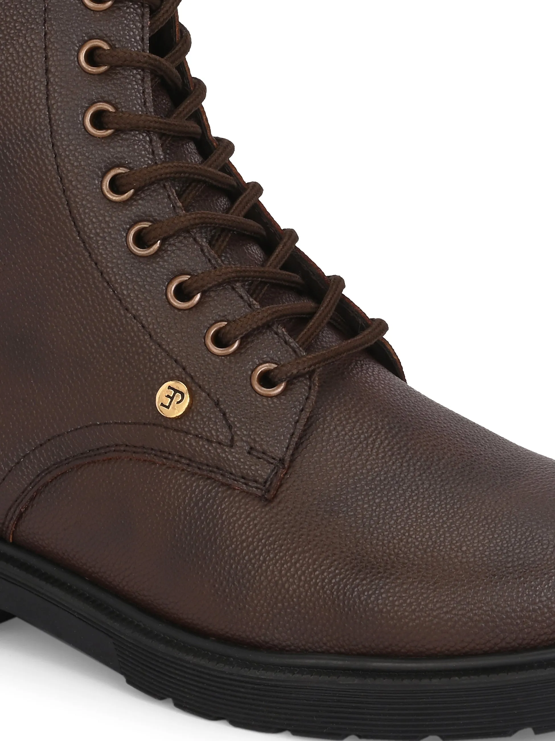El Paso Women Faux Leather Casual Lace Up Boots