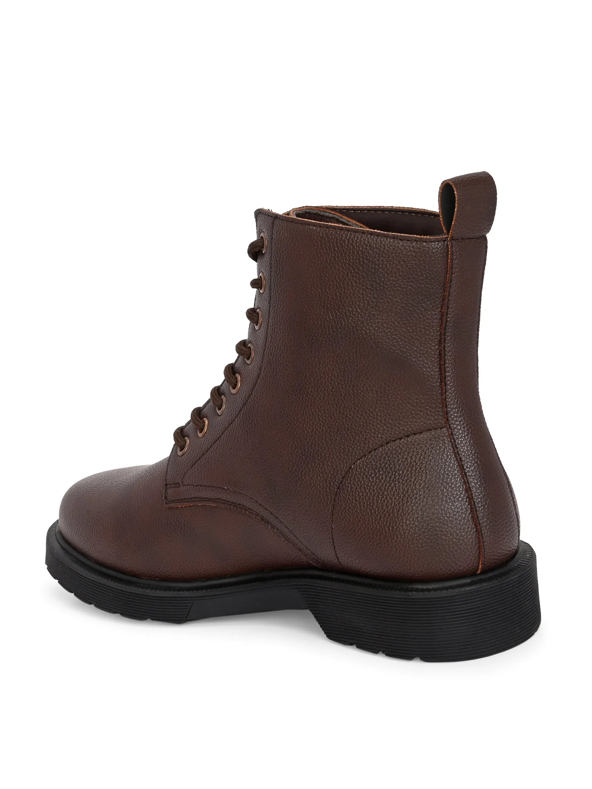 El Paso Women Faux Leather Casual Lace Up Boots