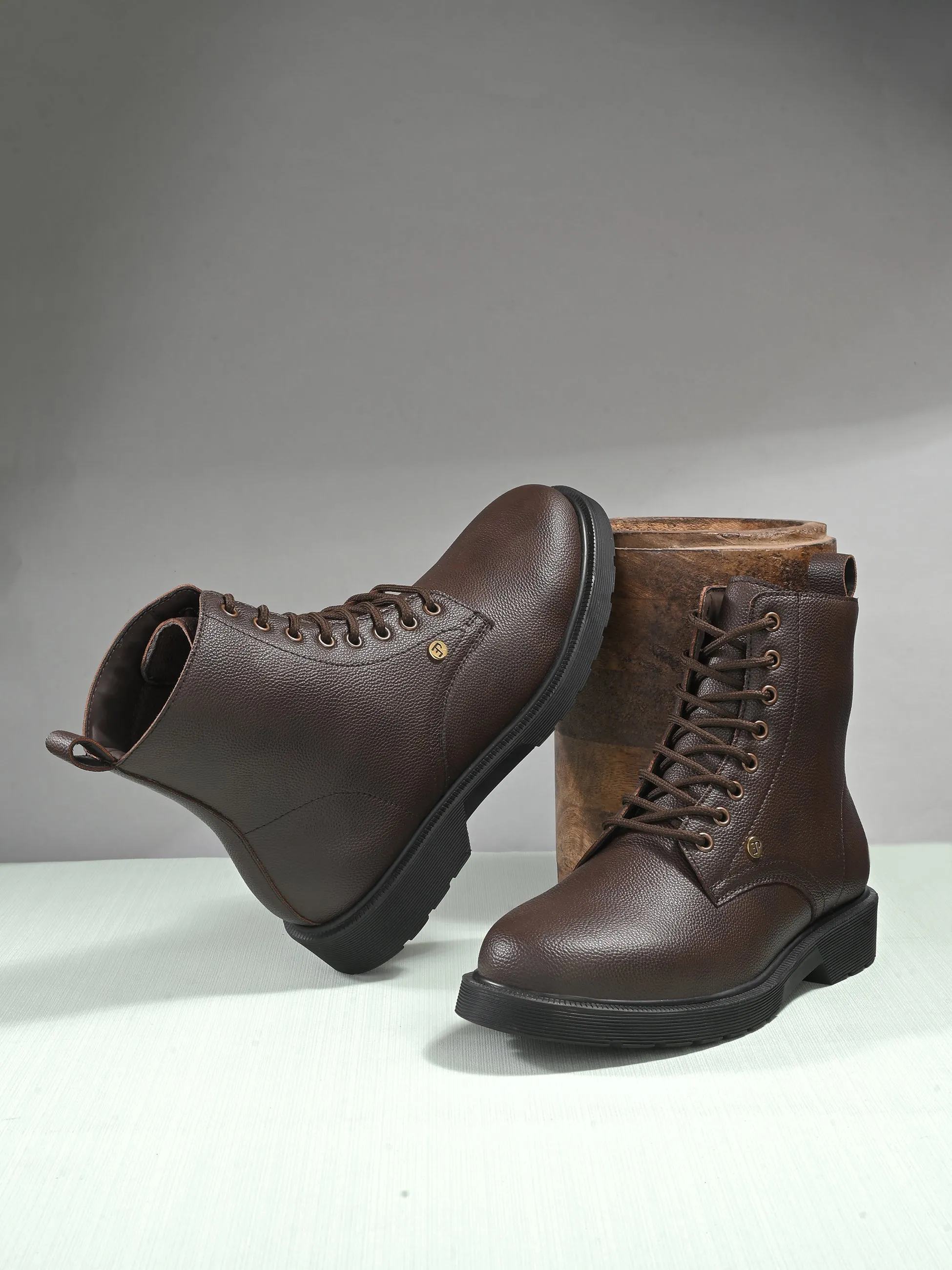 El Paso Women Faux Leather Casual Lace Up Boots