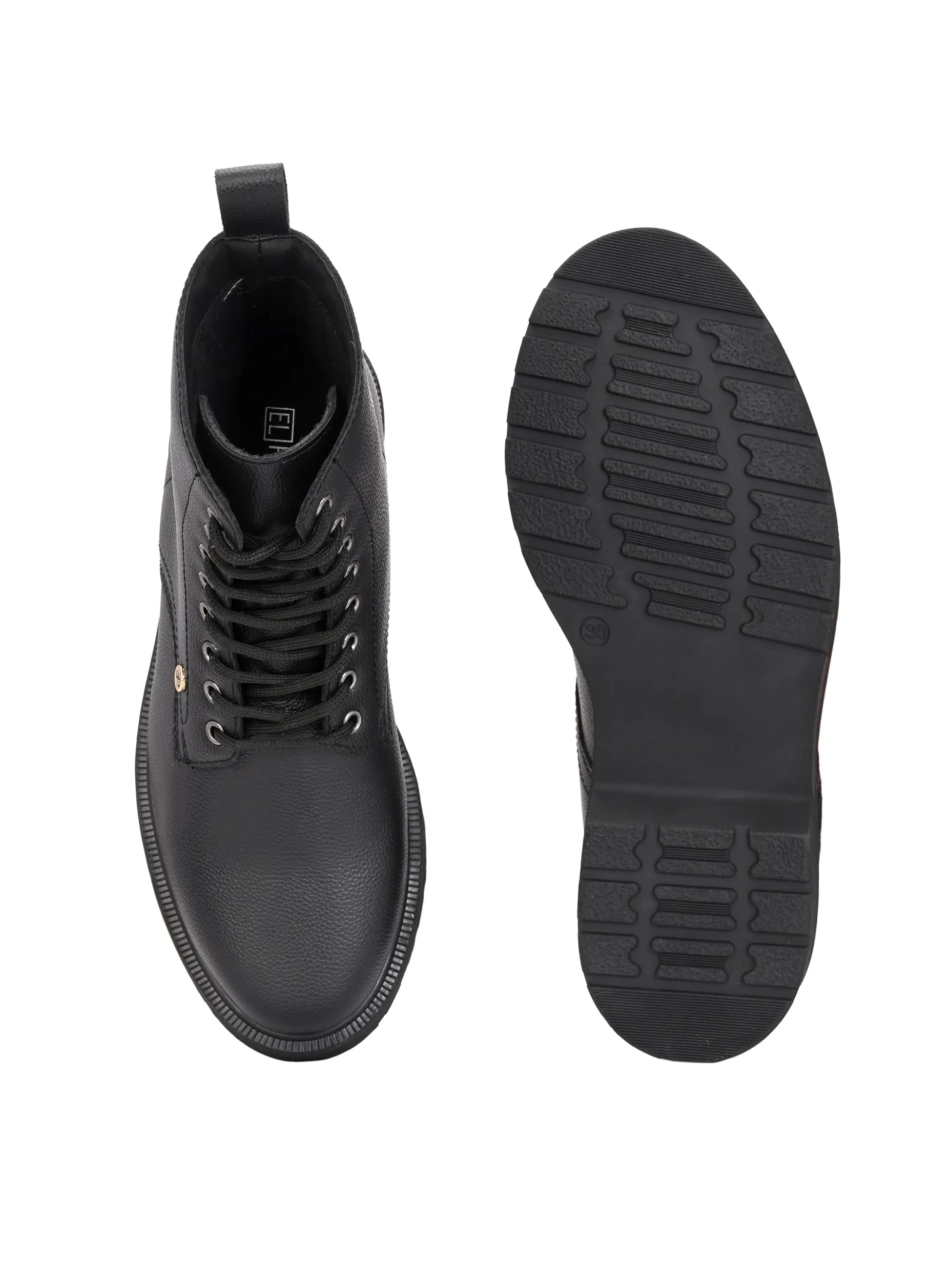 El Paso Women Faux Leather Casual Lace Up Boots
