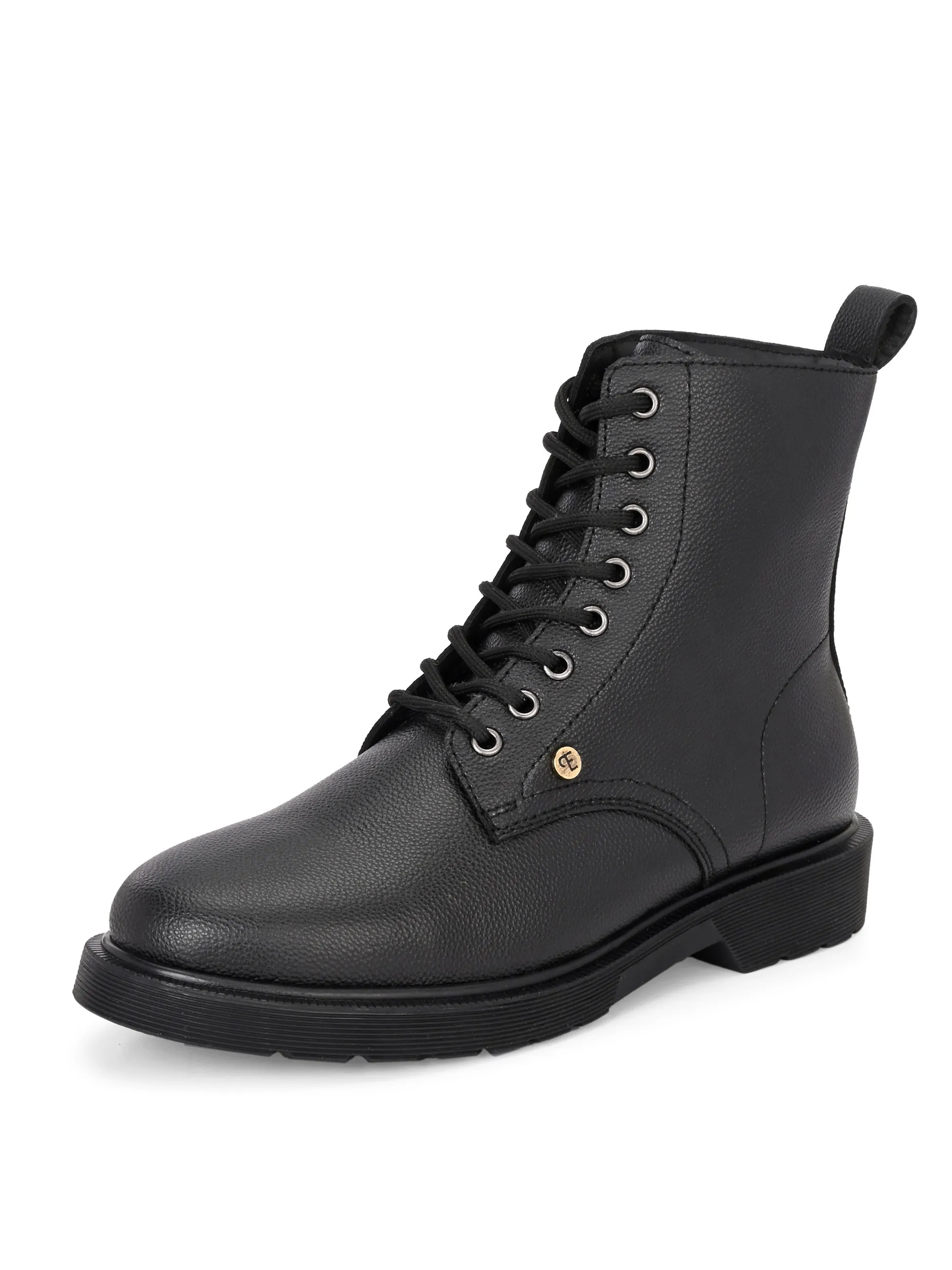 El Paso Women Faux Leather Casual Lace Up Boots