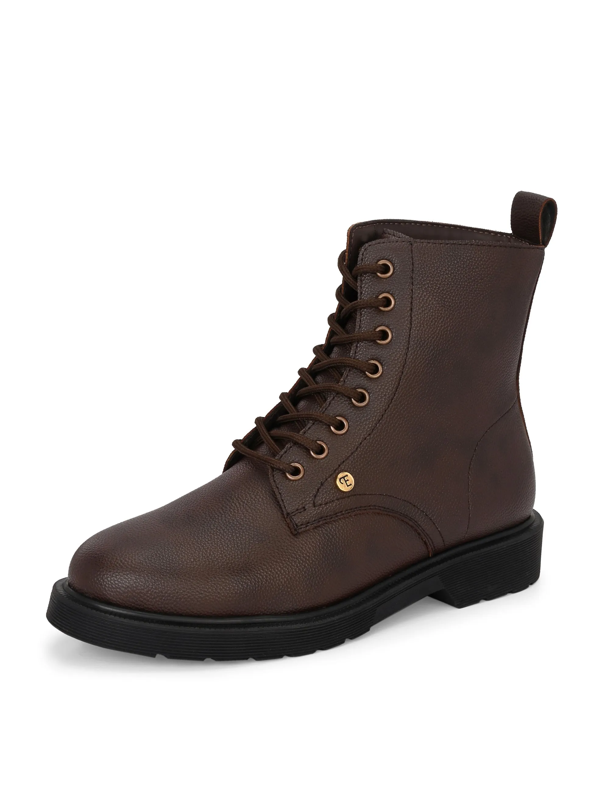 El Paso Women Faux Leather Casual Lace Up Boots
