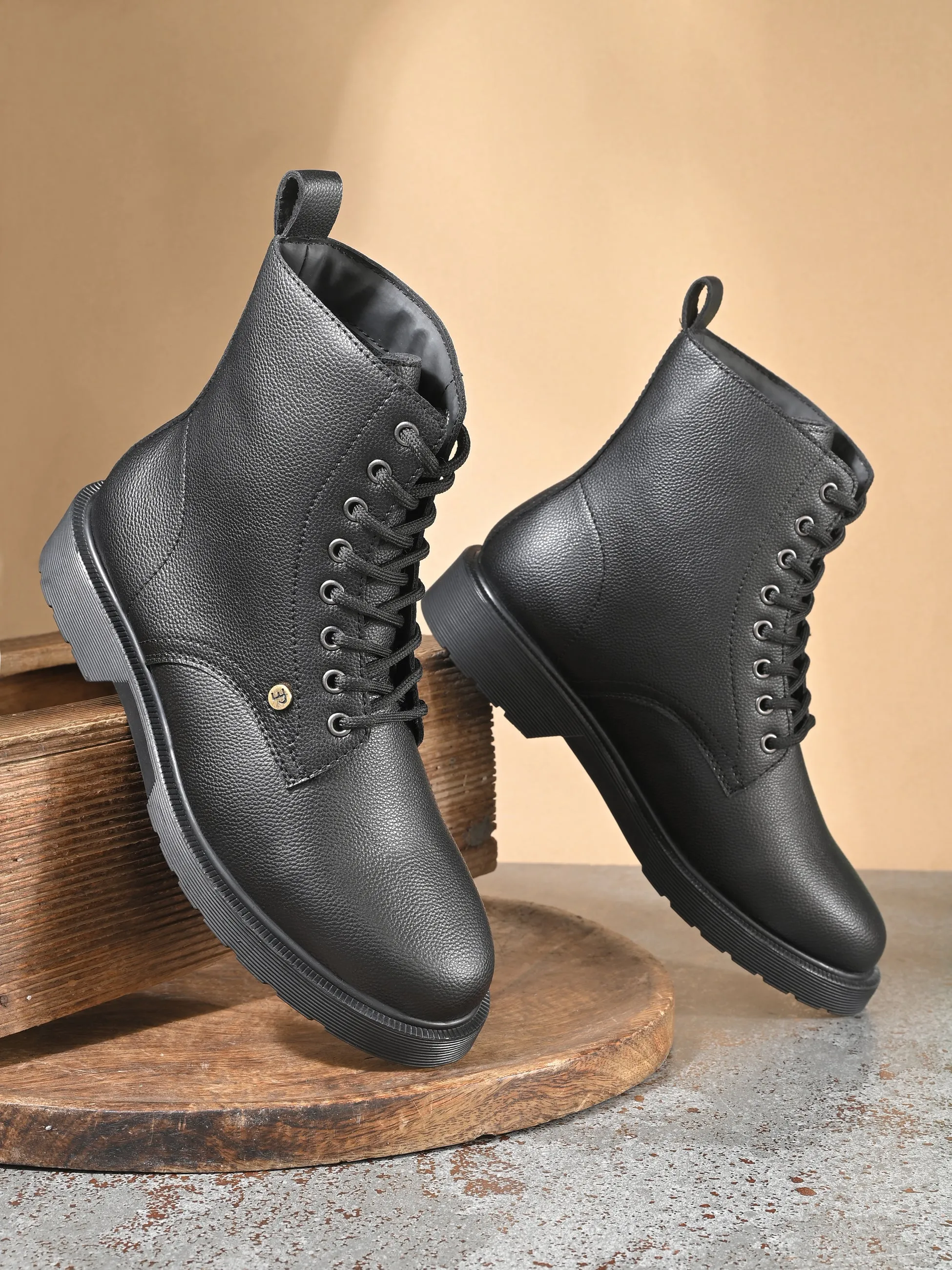 El Paso Women Faux Leather Casual Lace Up Boots