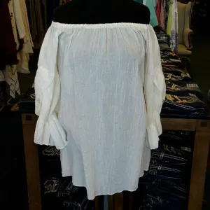 Elan | Natural Gauze Off the Shoulder Blouse