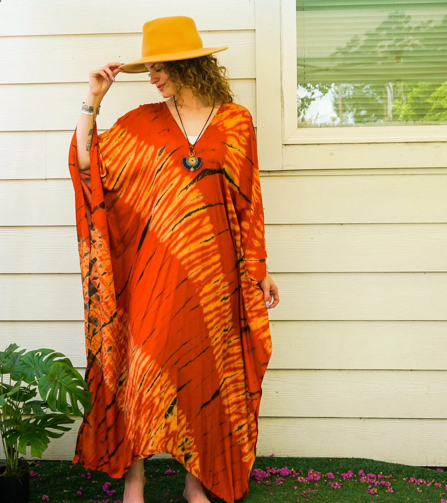 Ember Flame Tie-Dye Kaftan