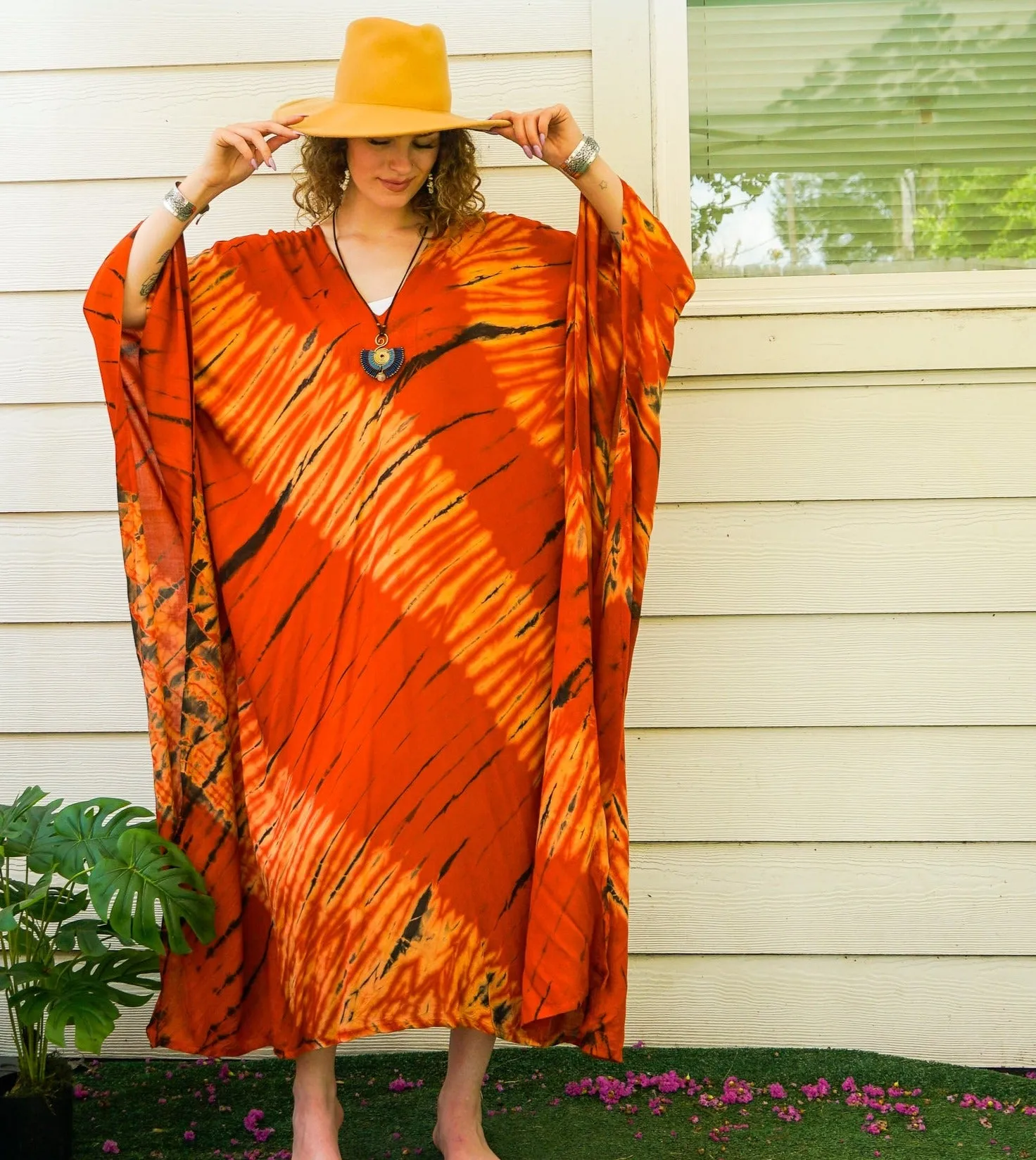 Ember Flame Tie-Dye Kaftan