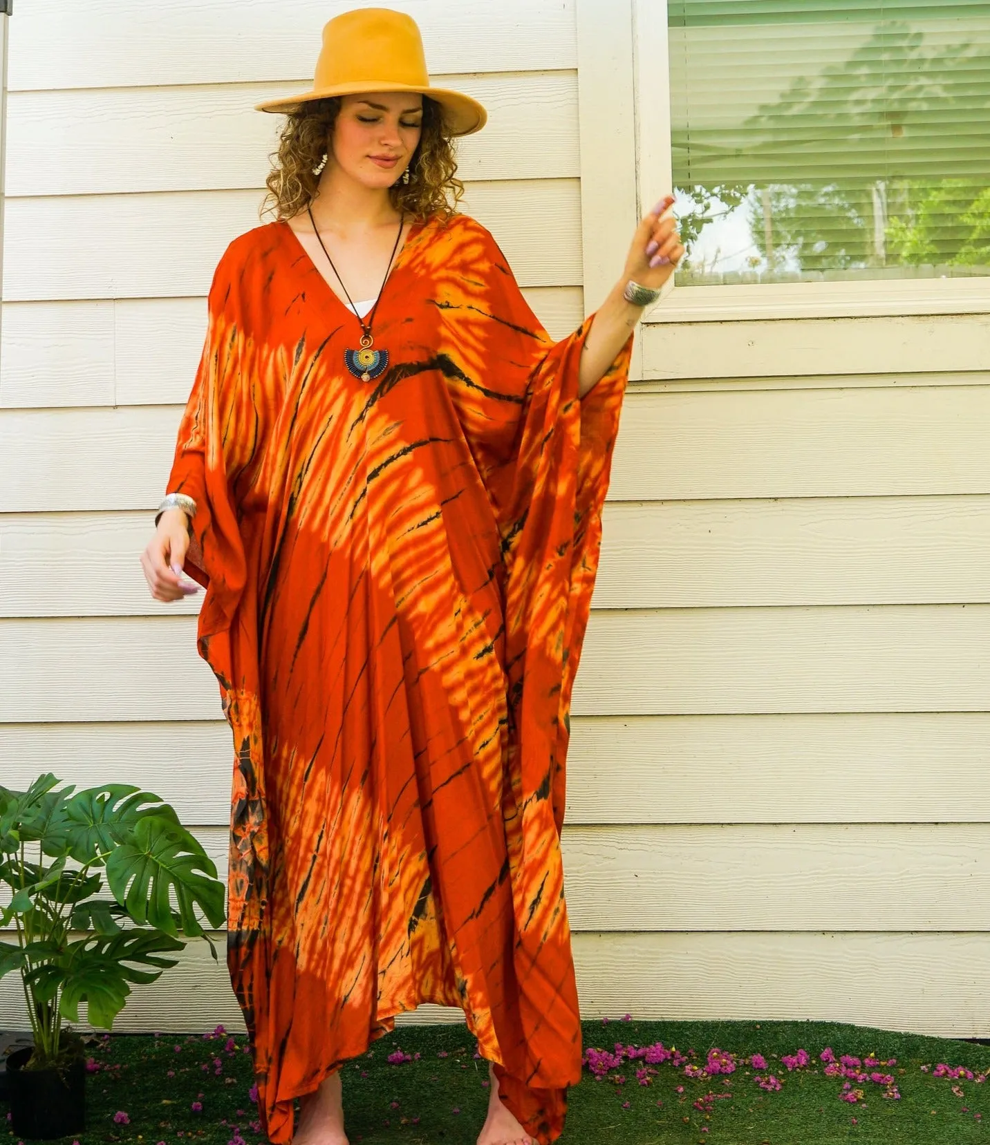 Ember Flame Tie-Dye Kaftan