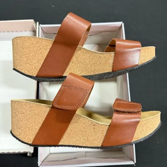 Eric Michael Lily Brown Cork Wedge Platform Sandals 40