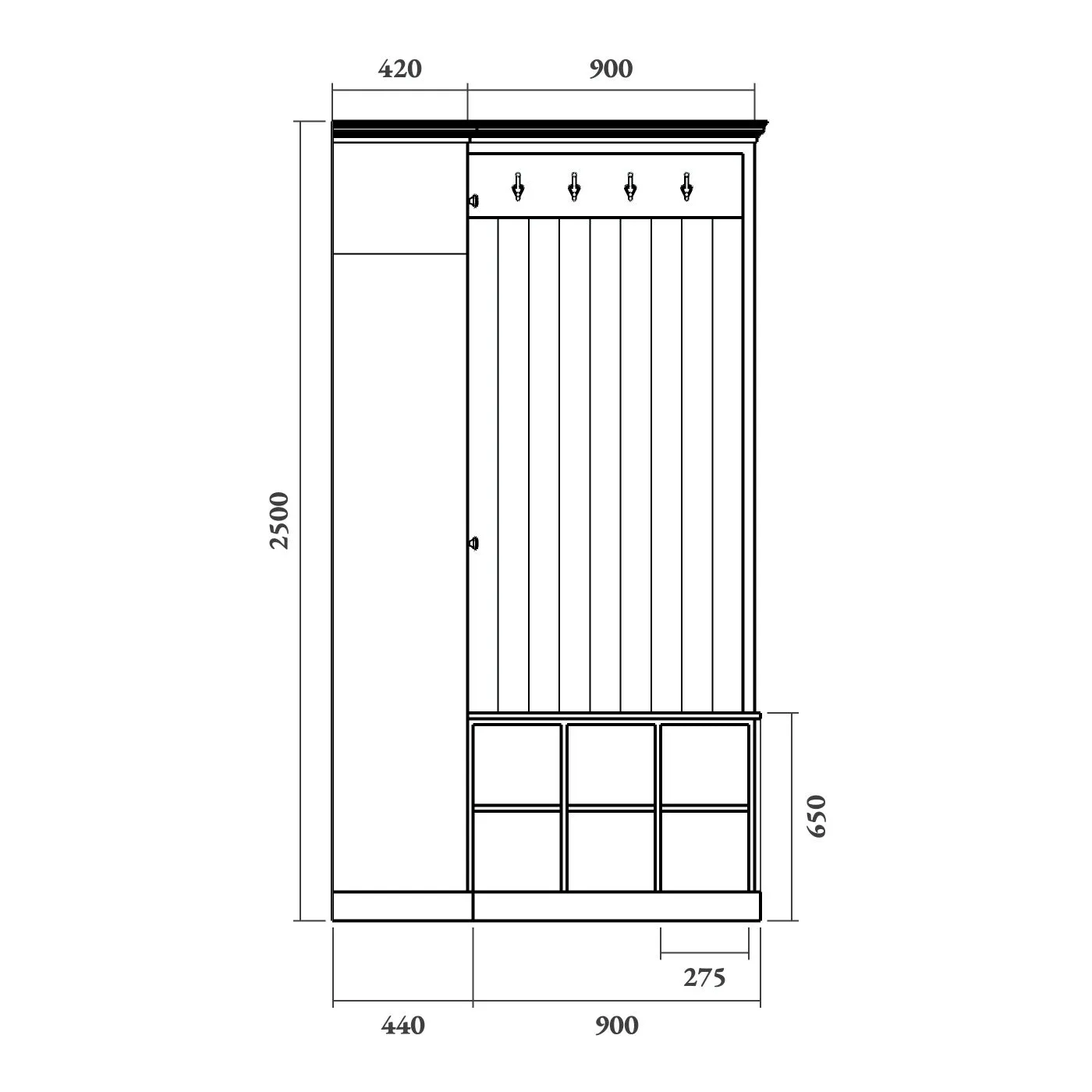 Extra Tall Corner Boot Room Storage Bench