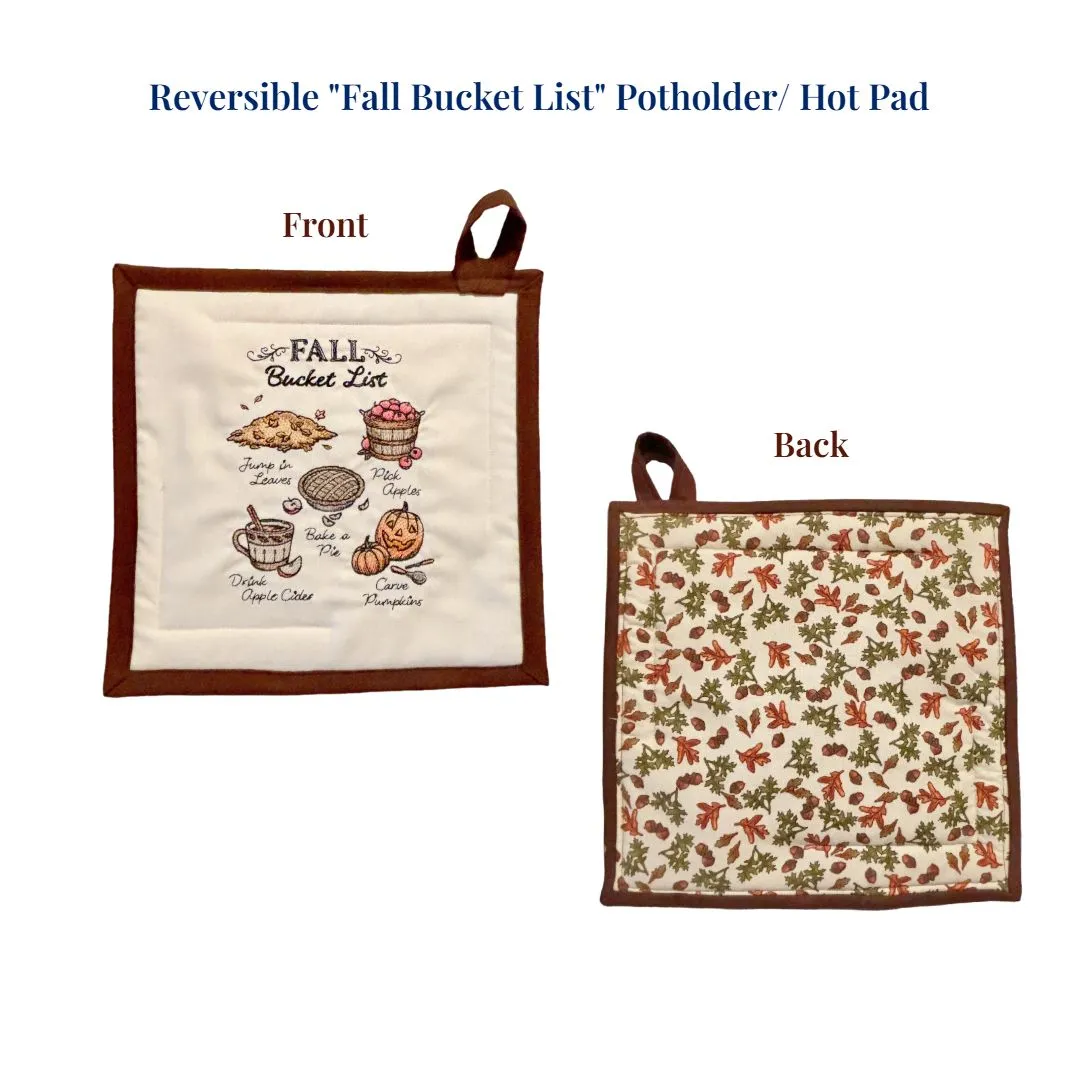 Fall Themed Embroidered Potholders and Hot Pads