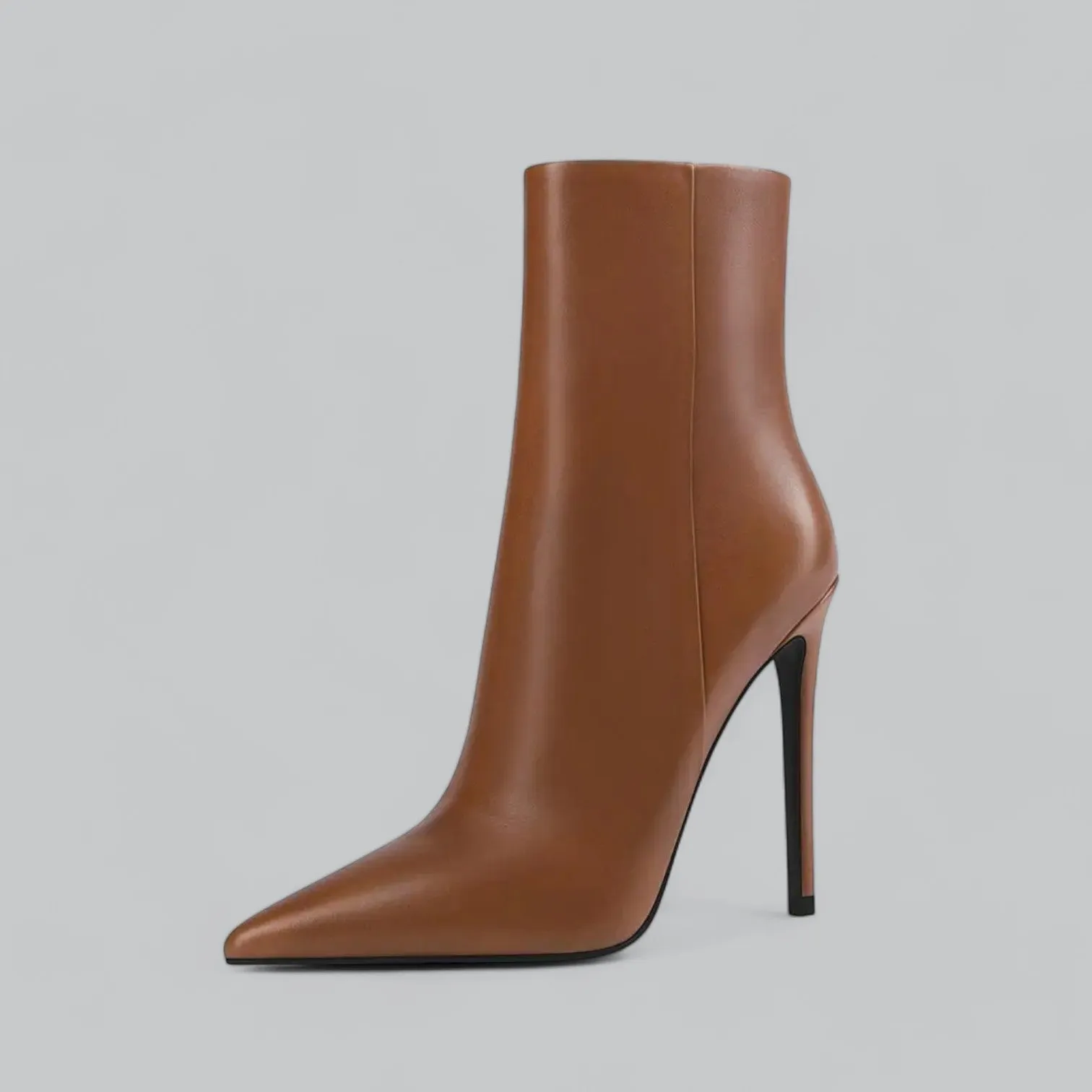 Faux Leather Pointed Slim Heels Ankle Boots | Stylish, Comfortable Fit for Women