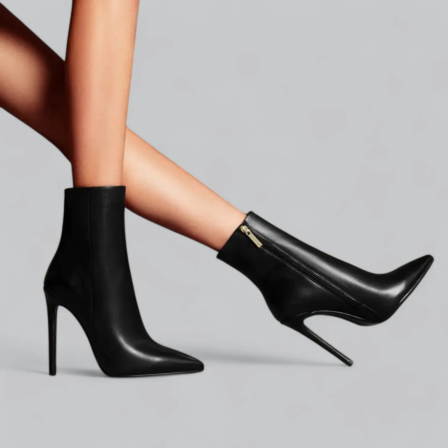 Faux Leather Pointed Slim Heels Ankle Boots | Stylish, Comfortable Fit for Women