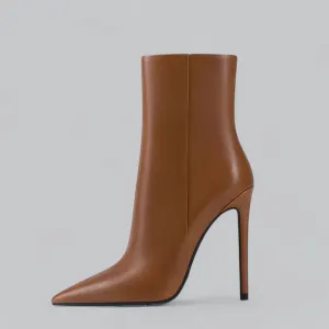 Faux Leather Pointed Slim Heels Ankle Boots | Stylish, Comfortable Fit for Women