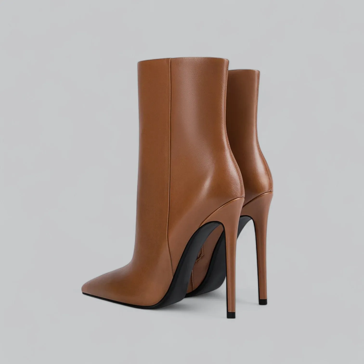 Faux Leather Pointed Slim Heels Ankle Boots | Stylish, Comfortable Fit for Women