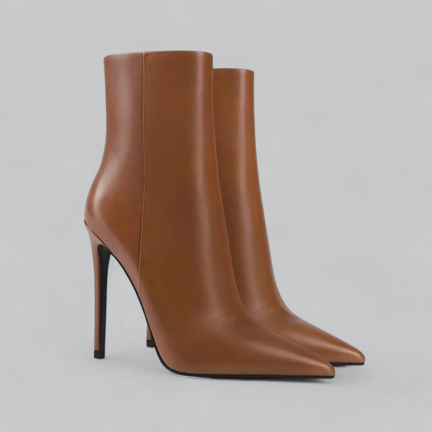 Faux Leather Pointed Slim Heels Ankle Boots | Stylish, Comfortable Fit for Women