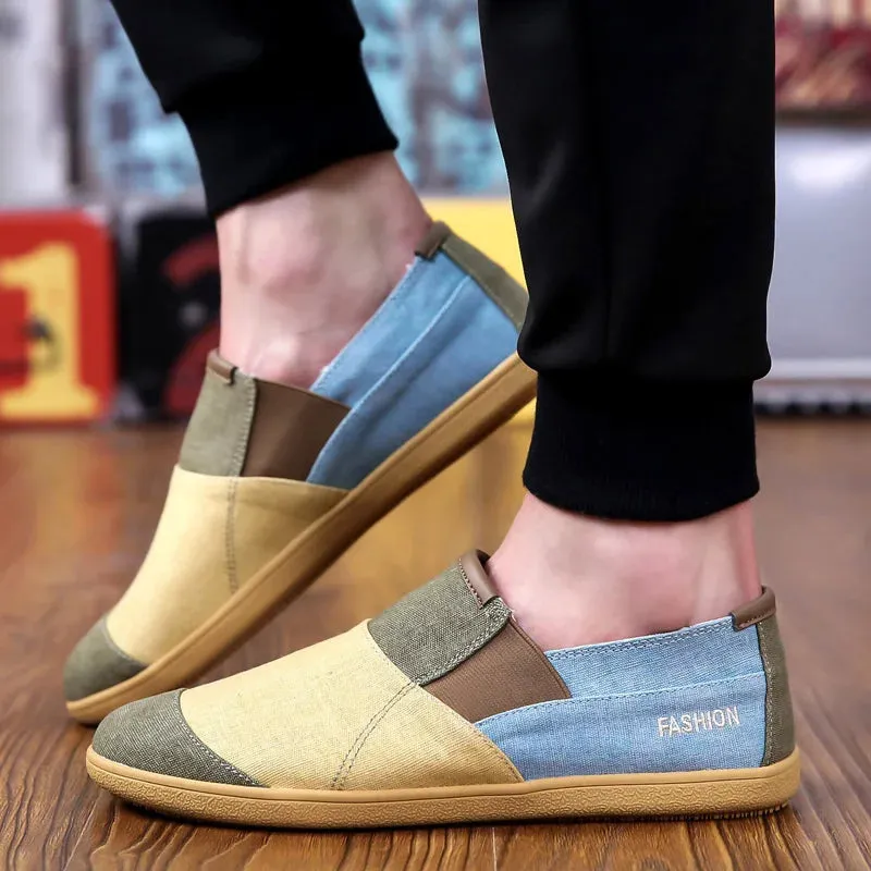 Fichames Neue Sommermode Splice Farbe Herren Flache Loafers