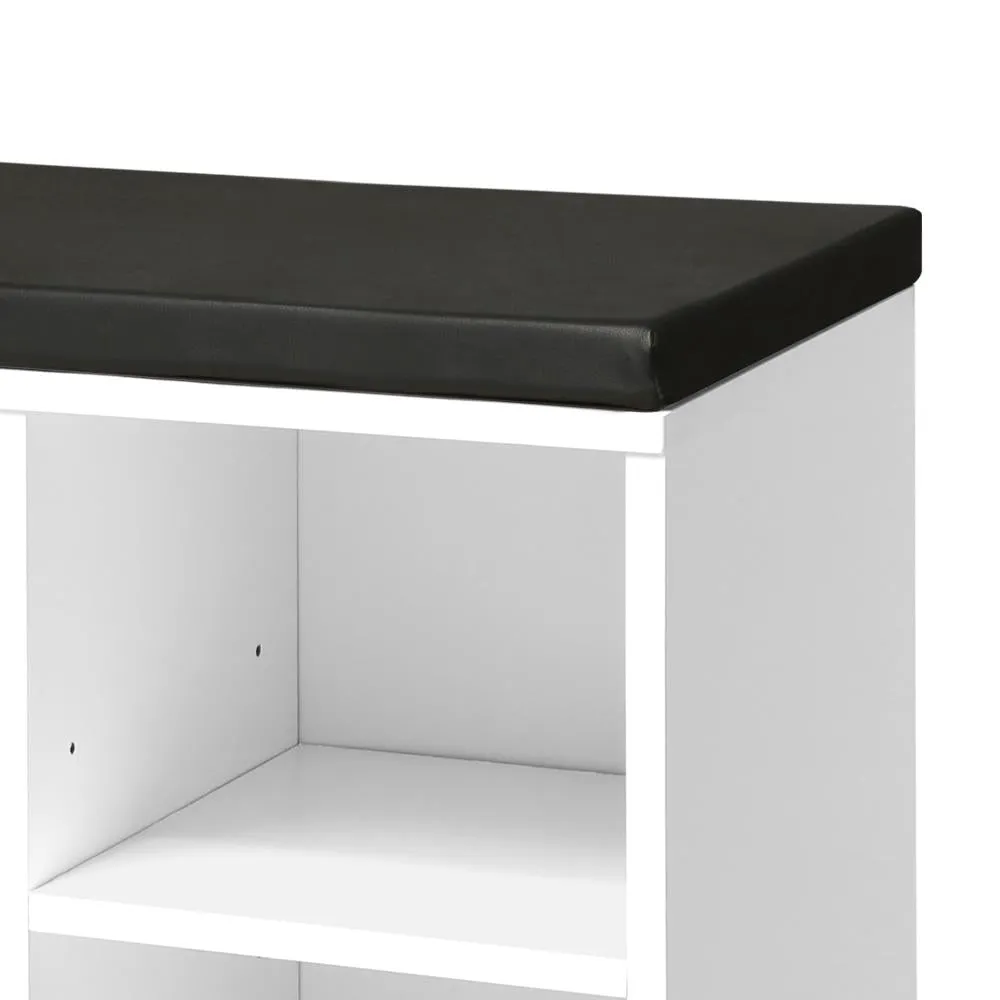 Flor Shoe Bench 105cm Shoe Storage Cabinet Orgaiser Rack Storage Shelf Black and White