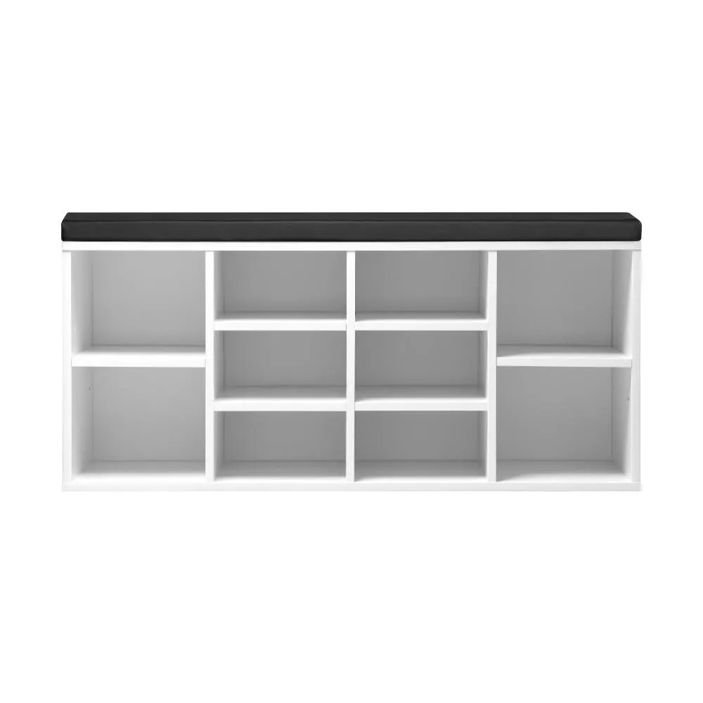 Flor Shoe Bench 105cm Shoe Storage Cabinet Orgaiser Rack Storage Shelf Black and White