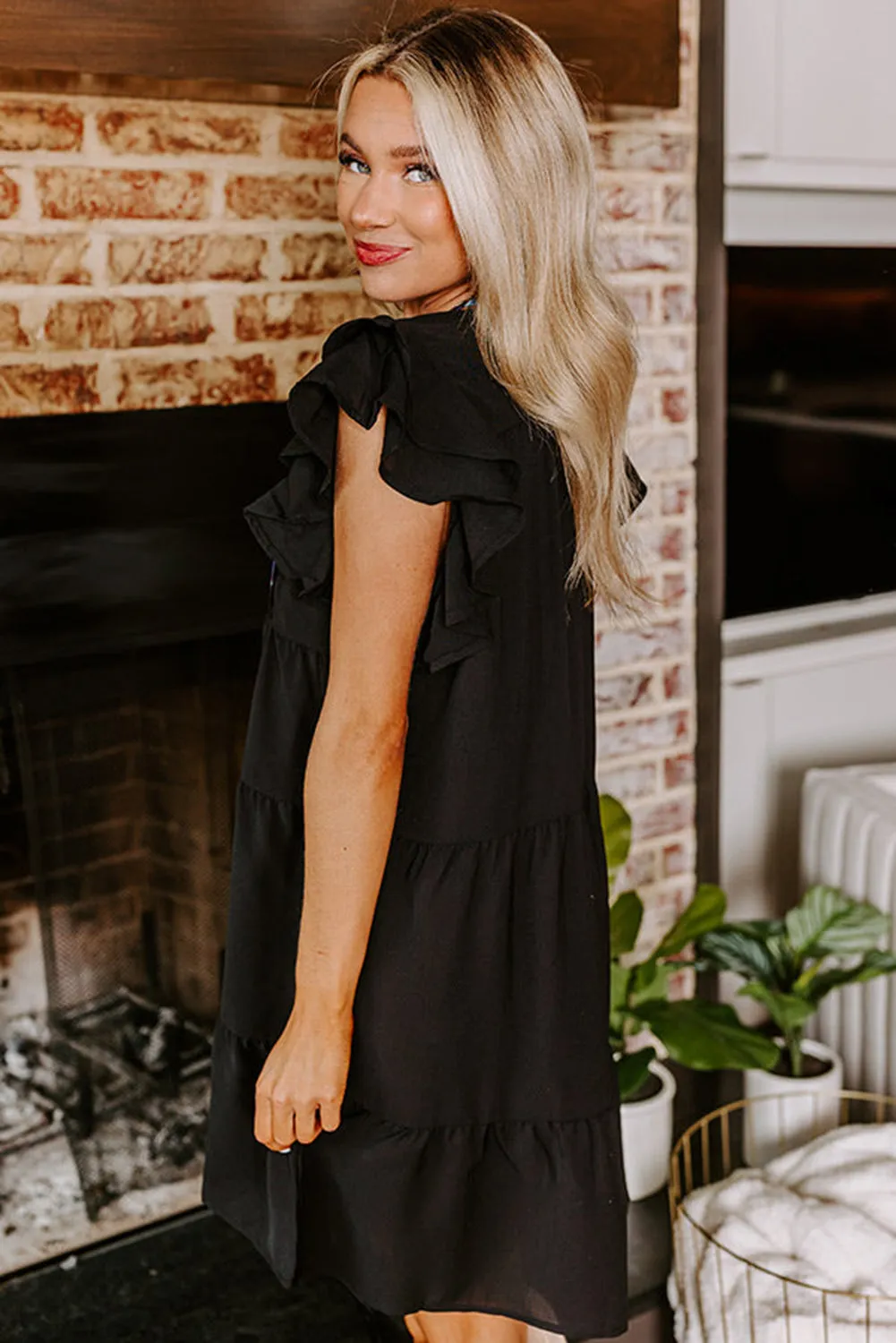 Floral Embroidered Tiered Ruffle Mini Dress