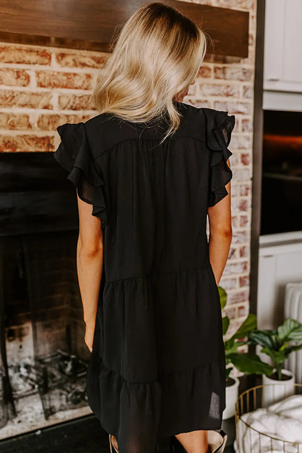 Floral Embroidered Tiered Ruffle Mini Dress