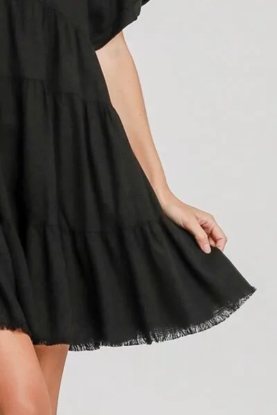 Full Size Raw Hem Tiered Dress Plus