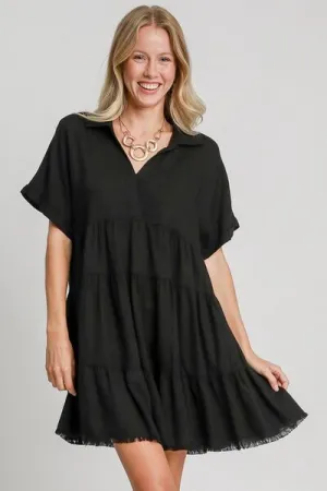 Full Size Raw Hem Tiered Dress Plus