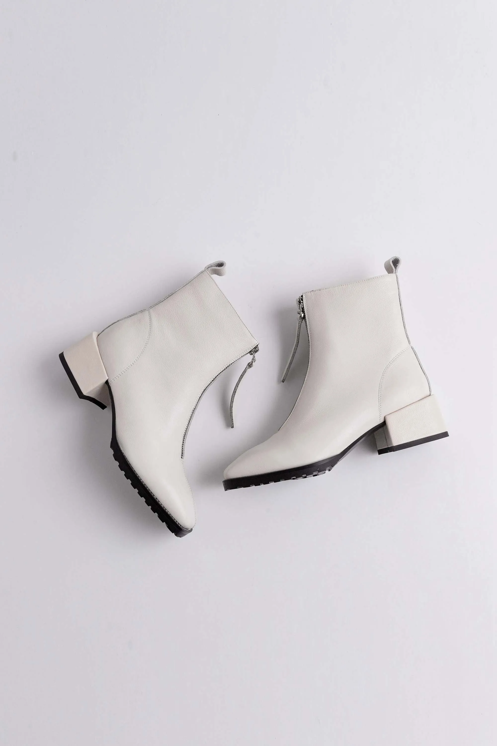 genuine leather square toe streetwear med heels winter keep warm front zipper high fashion Chelsea ankle boots