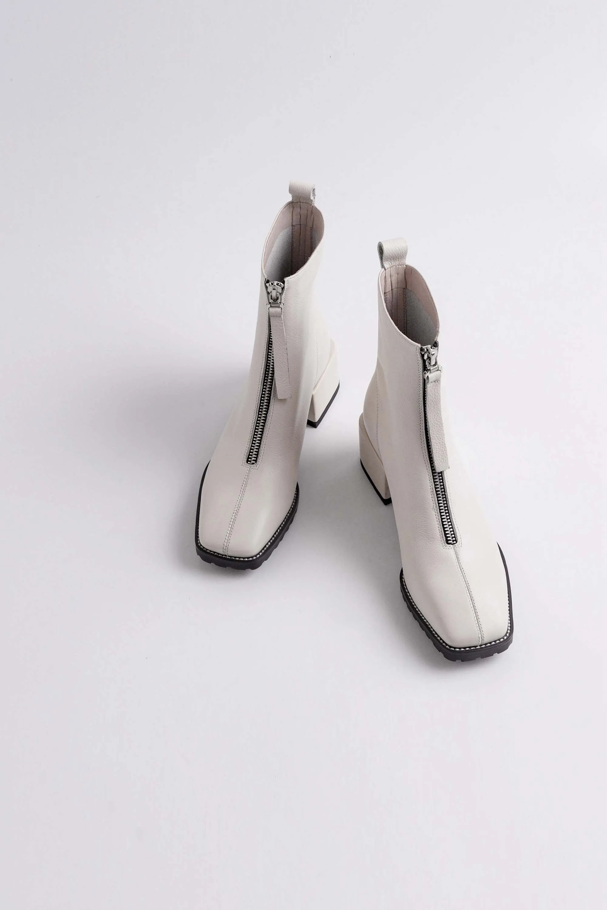 genuine leather square toe streetwear med heels winter keep warm front zipper high fashion Chelsea ankle boots