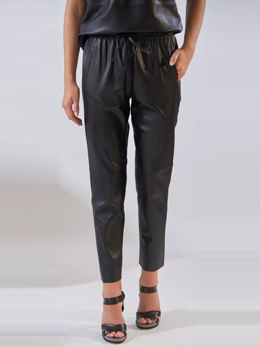 Gift Leather Joggers - Black