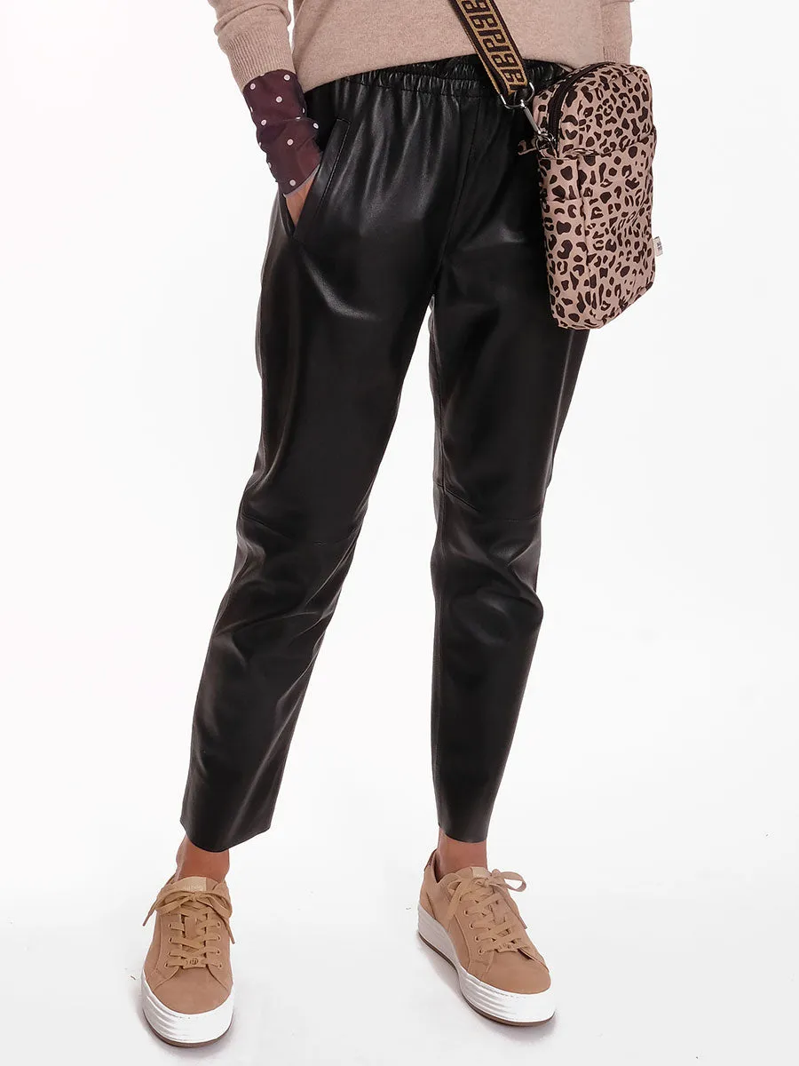 Gift Leather Joggers - Black
