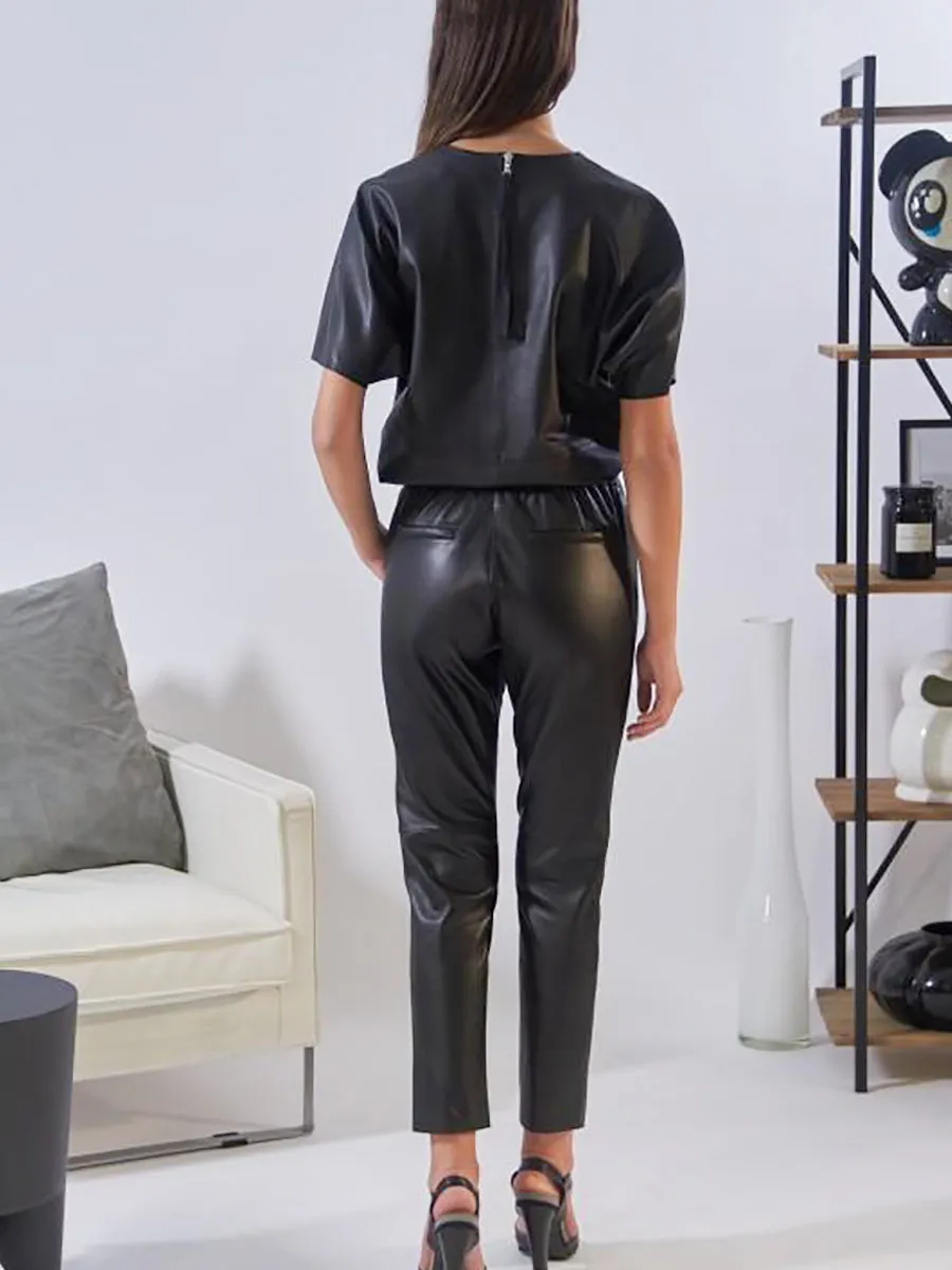 Gift Leather Joggers - Black