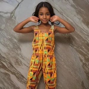 Girls Ankara Kente Print Jumpsuit
