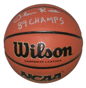 GLEN RICE SIGNED MICHIGAN WOLVERINES WILSON NCAA BASKETBALL BECKETT W/ 89 CHAMPS