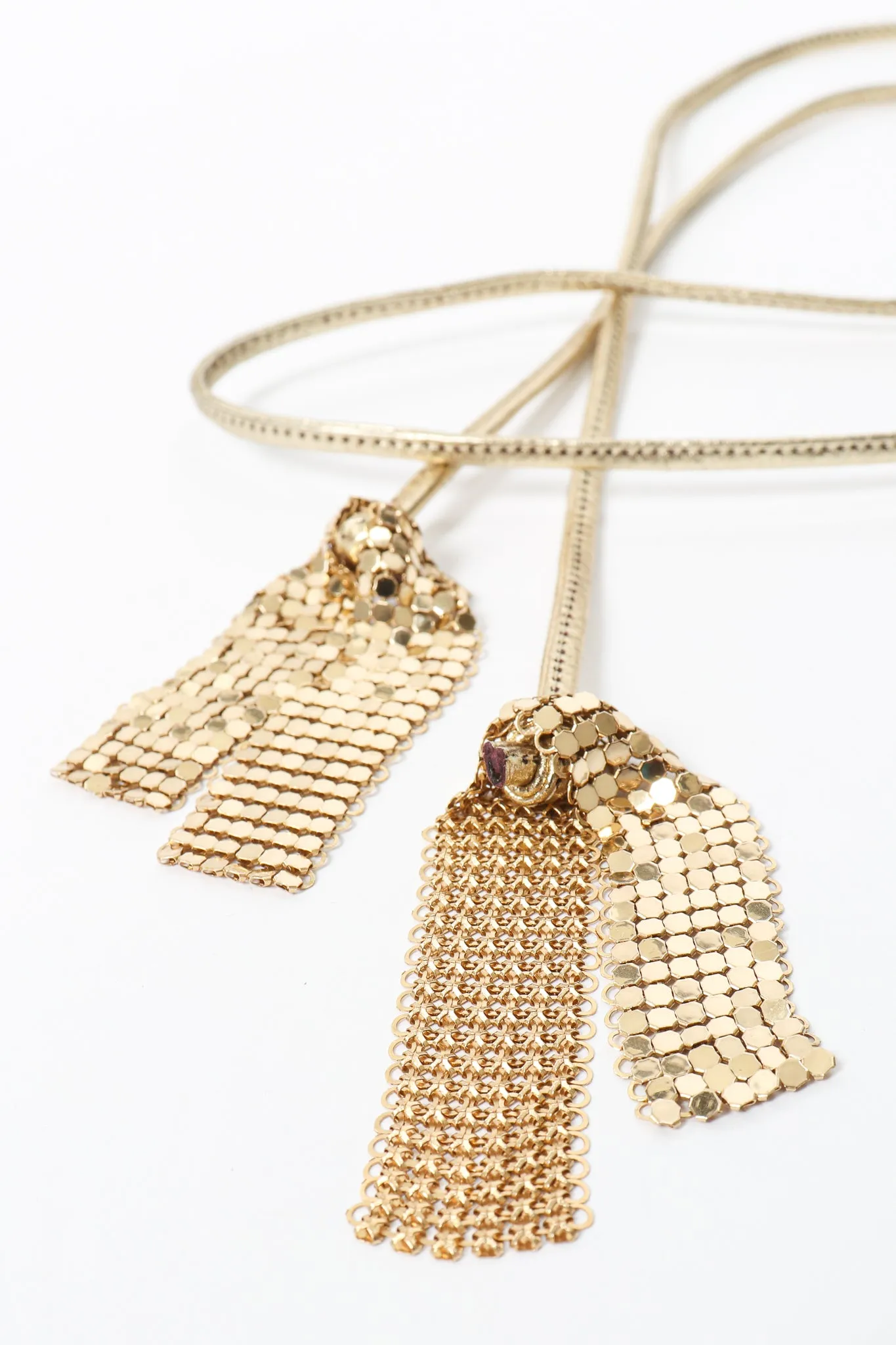 Gold Mesh Draped Cowl Dress