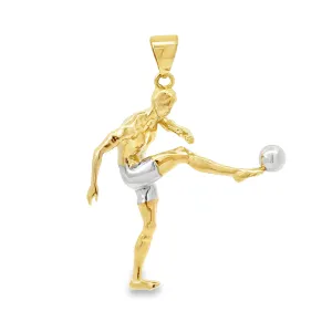 Golden Soccer Player Pendant 10k