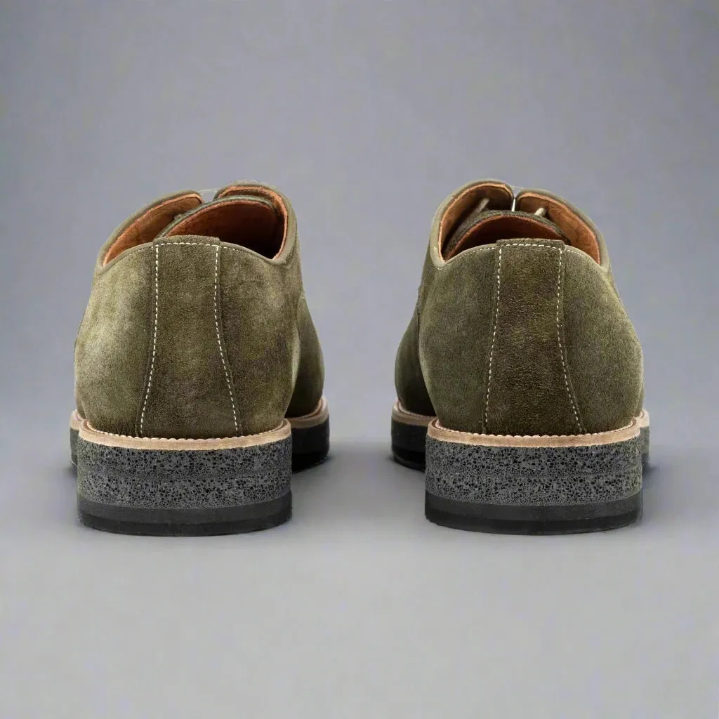 Green Italian Suede Leather Formal Shoes With Sneaker Sole - Formal Shoes