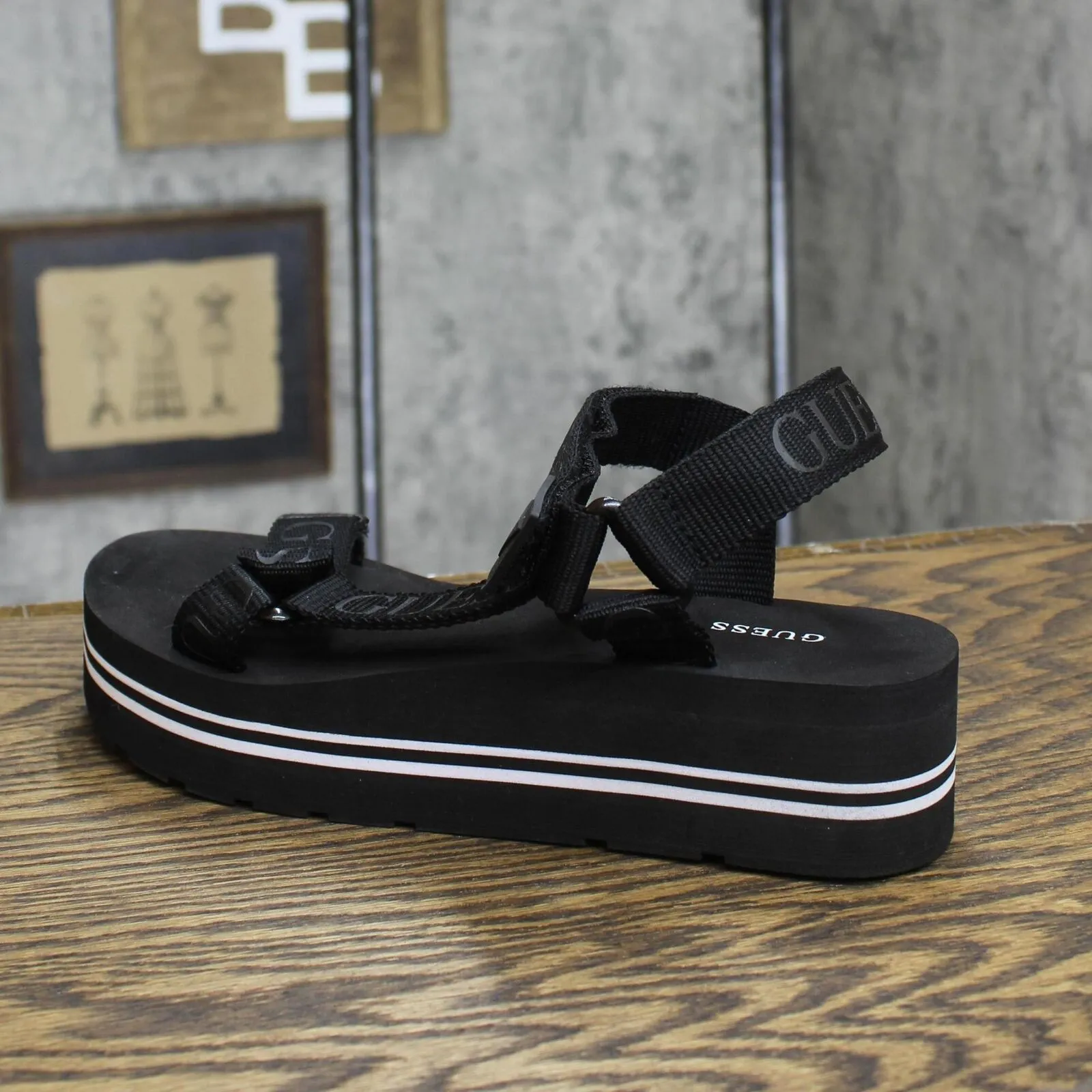 Guess Ankle Strap Flatform Sandals Amputee Replacement Left Shoe Only Black 9.5M