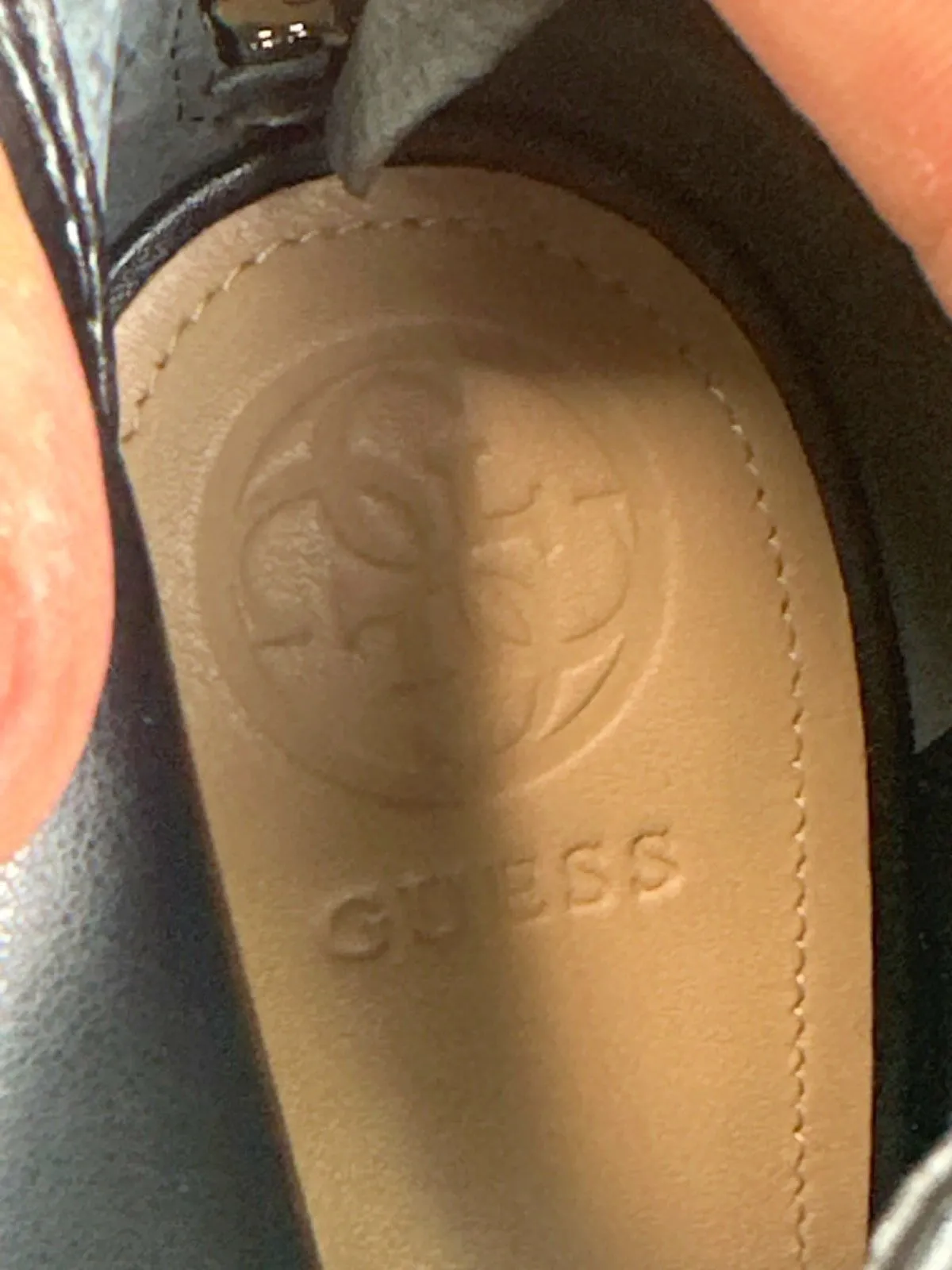 Guess Black Peep Toe Heeled Ankle Boots UK 8 EU 41