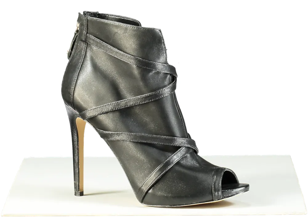 Guess Black Peep Toe Heeled Ankle Boots UK 8 EU 41