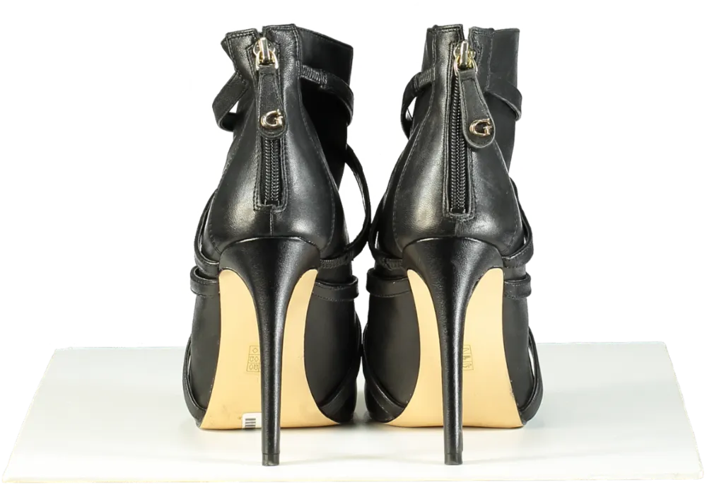 Guess Black Peep Toe Heeled Ankle Boots UK 8 EU 41