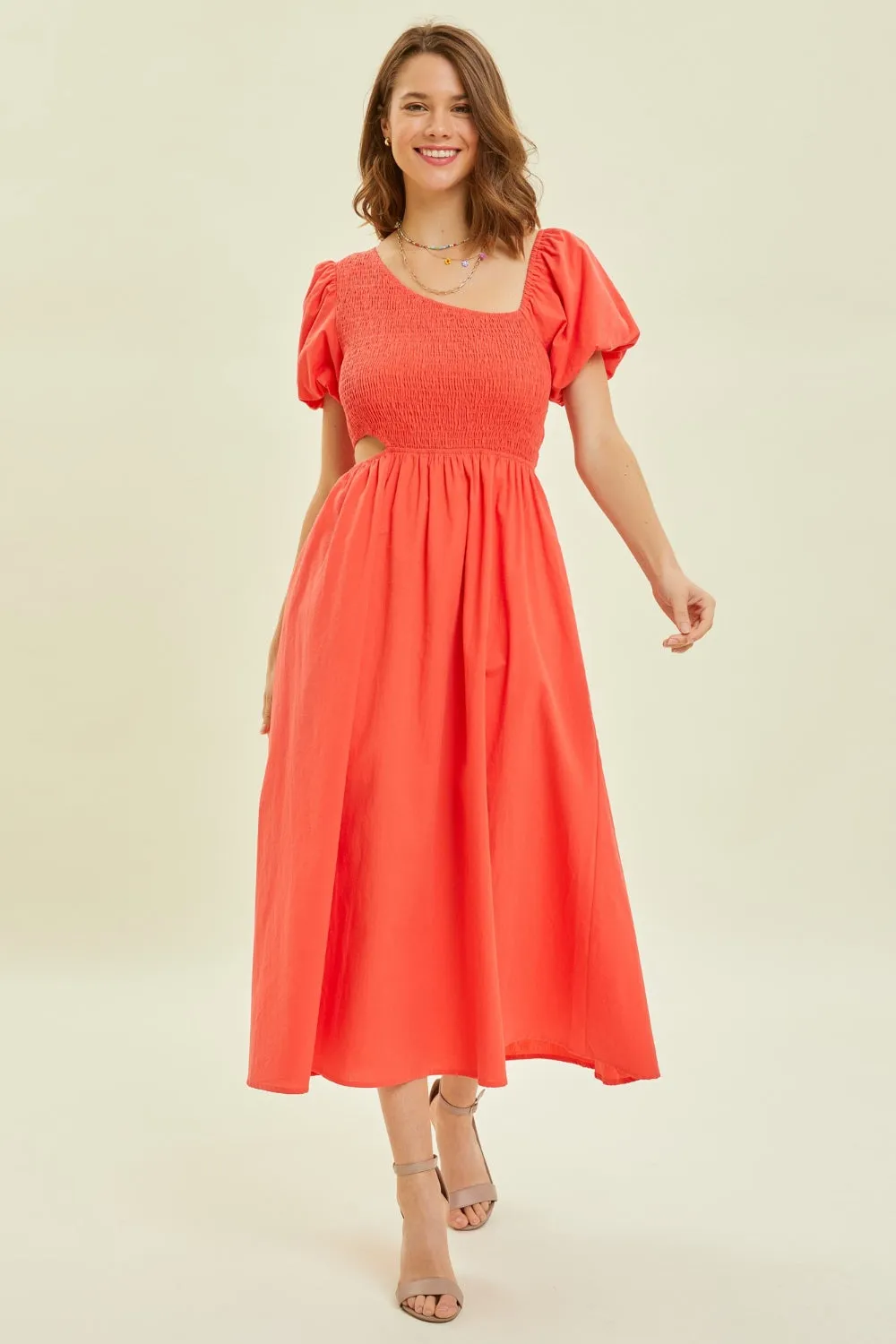 Hazel Blues® |  HEYSON Smocked Cutout Midi Dress