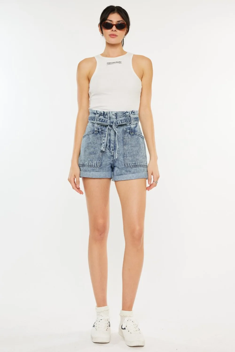 Hazel Blues® |  Kancan Ultra High Rise Paperbag Denim Shorts