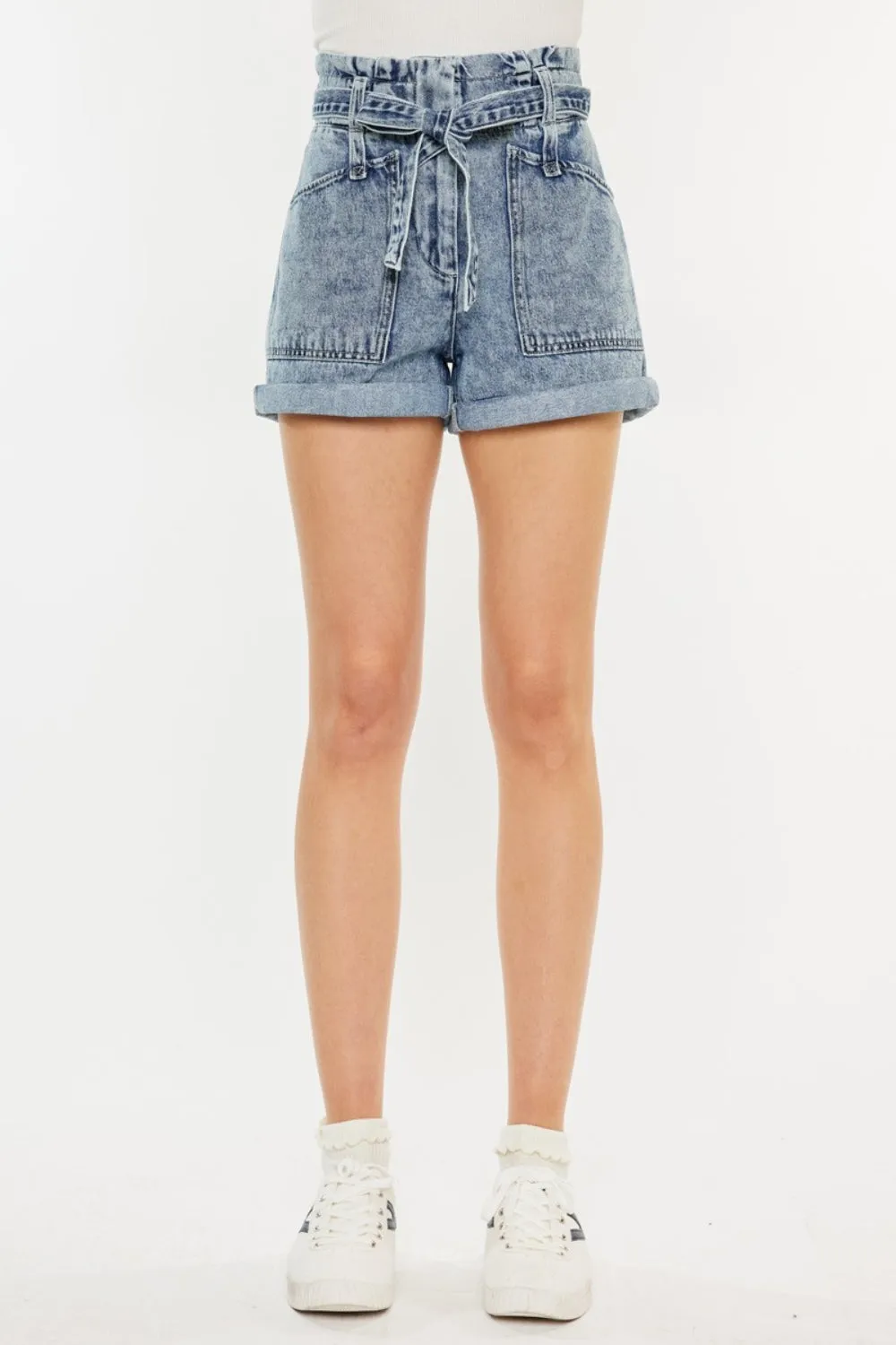 Hazel Blues® |  Kancan Ultra High Rise Paperbag Denim Shorts