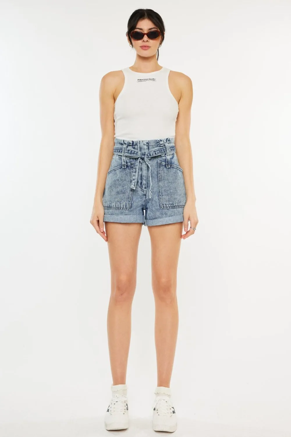 Hazel Blues® |  Kancan Ultra High Rise Paperbag Denim Shorts
