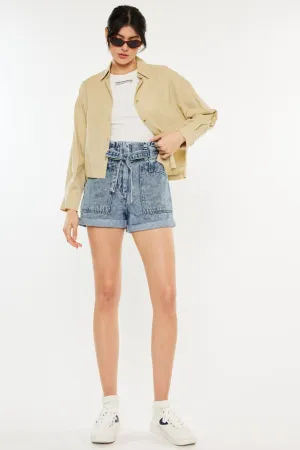 Hazel Blues® |  Kancan Ultra High Rise Paperbag Denim Shorts