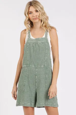 Hazel Blues® |  Mittoshop Textured Knotted Wide Strap Overalls