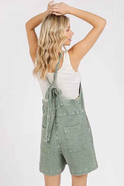Hazel Blues® |  Mittoshop Textured Knotted Wide Strap Overalls