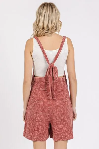 Hazel Blues® |  Mittoshop Textured Knotted Wide Strap Overalls